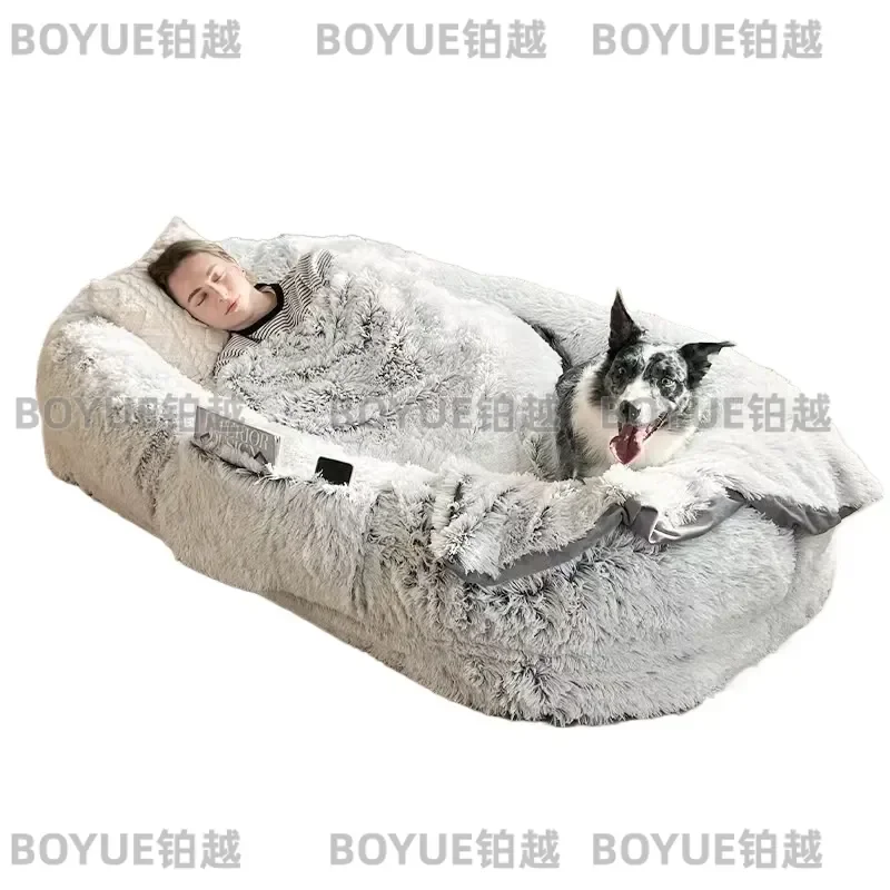 Oversized Fluffy Dog Bed for Large Pets Soft Washable Anti Anxiety Kennel Cushion Super Comfortable Human Size Pet Sleeping