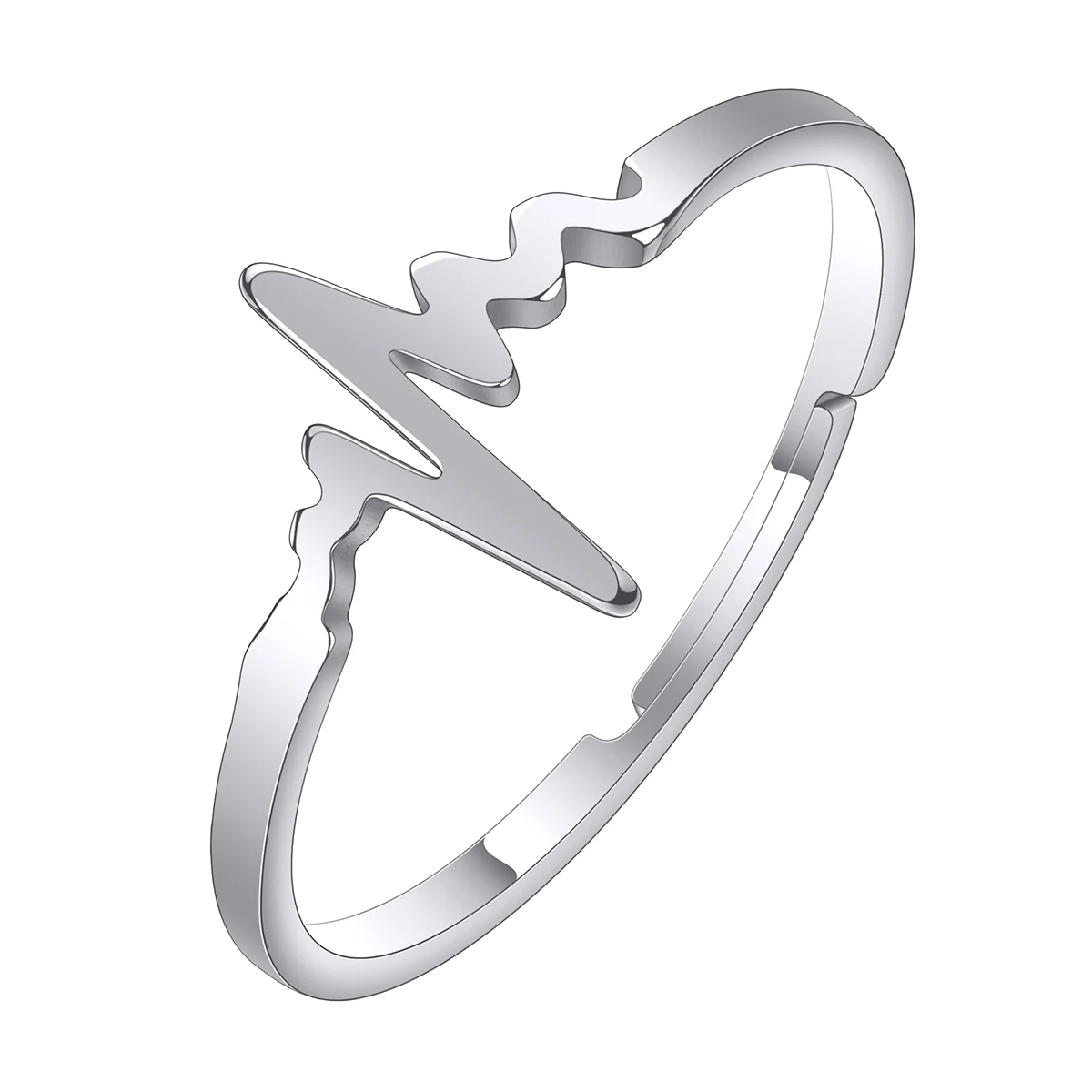 QIMING-anillos de dedo con electrocardiograma, anillos de latido del corazón, joyería, regalos de cumpleaños para amigos, acero inoxidable, las rastas de una batida