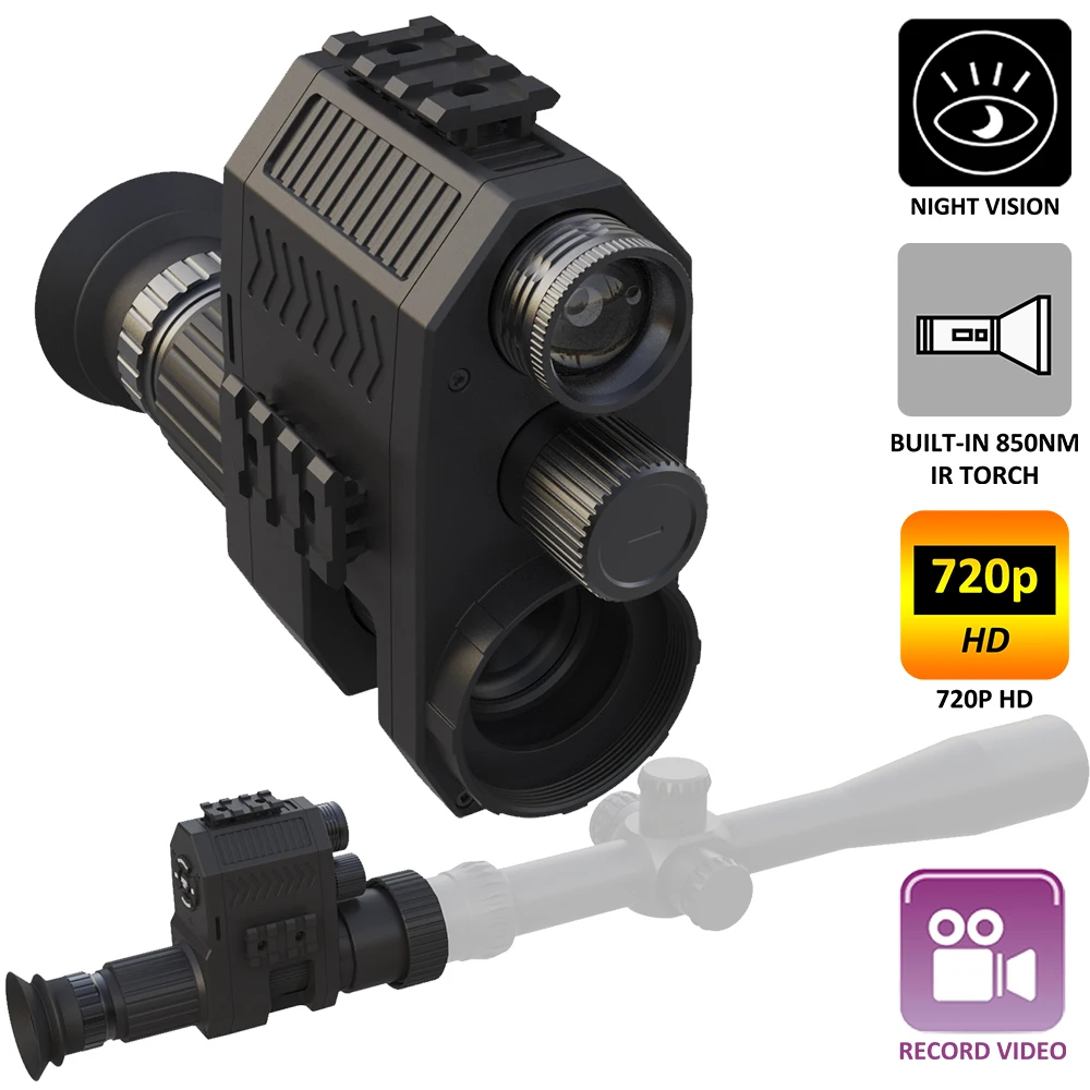 Megaorei NK007s 3B Tactical Hunting Night Vision Scope Monocular Optics Sight Screw-on Attachment with Built-in 850nm 940nm IR