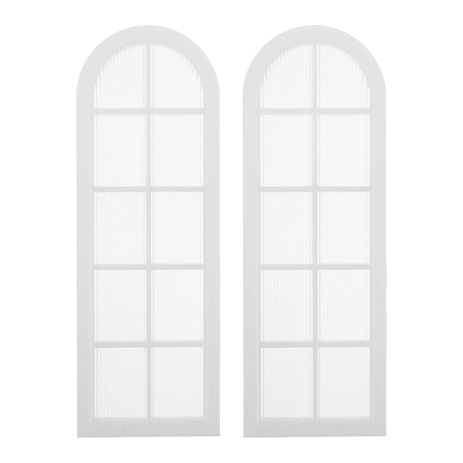 2Pcs Dollhouse Mini Window Floor to Ceiling Plastic French Window Frame 1:12 Simulation Furniture Decor Kids Pretend Playhouse