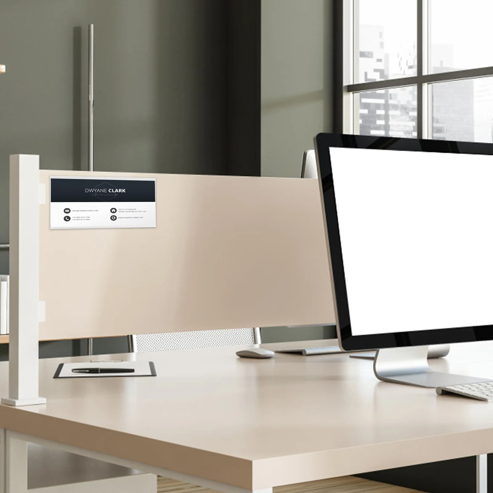 

Acrylic Name Card Holder Hanging Clear Job Information Display Multi-Use Office Card Rack for Desk Name Tag Holder