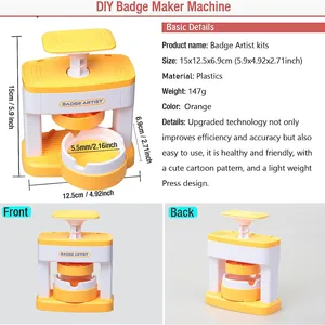 55 مم أحدث آلة صنع شارة بدون تثبيت لزر دبوس DIY 48 قطعة زر شارة ماكينة + قاطع دائرة أفضل 6 آلات صنع غطاء المبيعات - No3