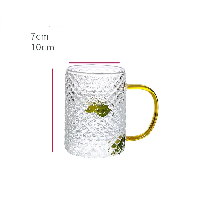 Hammer Pattern Explosion-proof Glass with Handle Water Cup Cool Water Kettle High Borosilicate Heat-resistant Glass Cup Handle