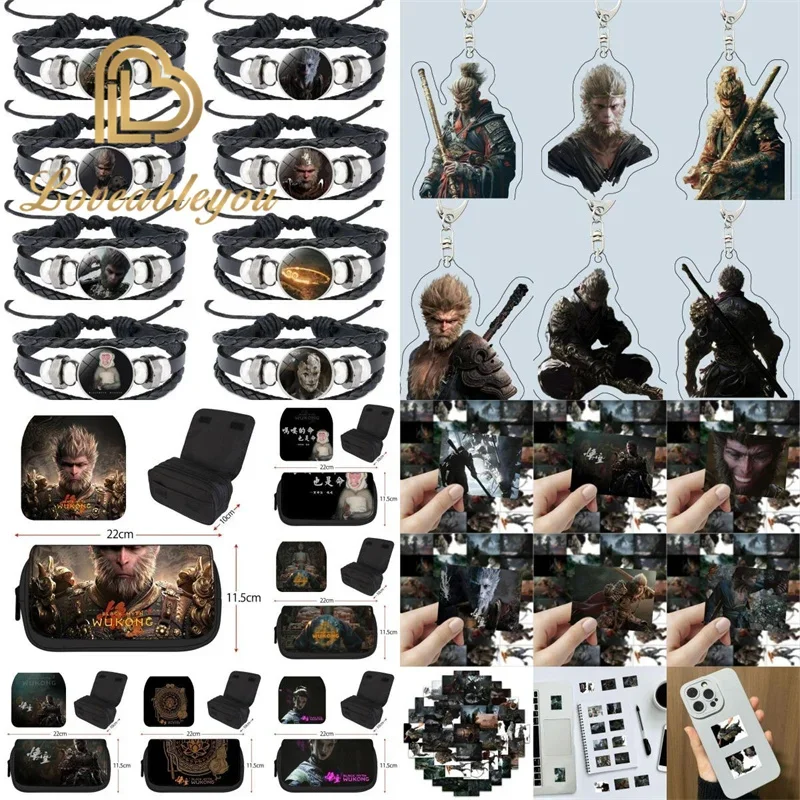 Bracelet Black Myth: Wukong Stickers Keychain Game Figures Decorations Pencil Case Supplies Game-Hero Sets For Kids 