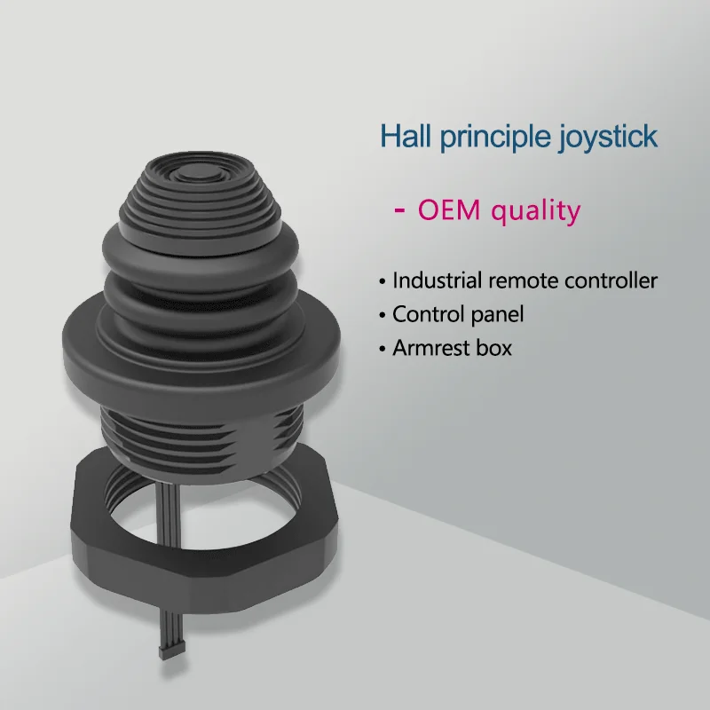 Threaded 2-axis thumb-operated joystick HY026 series Hall-effect rollers