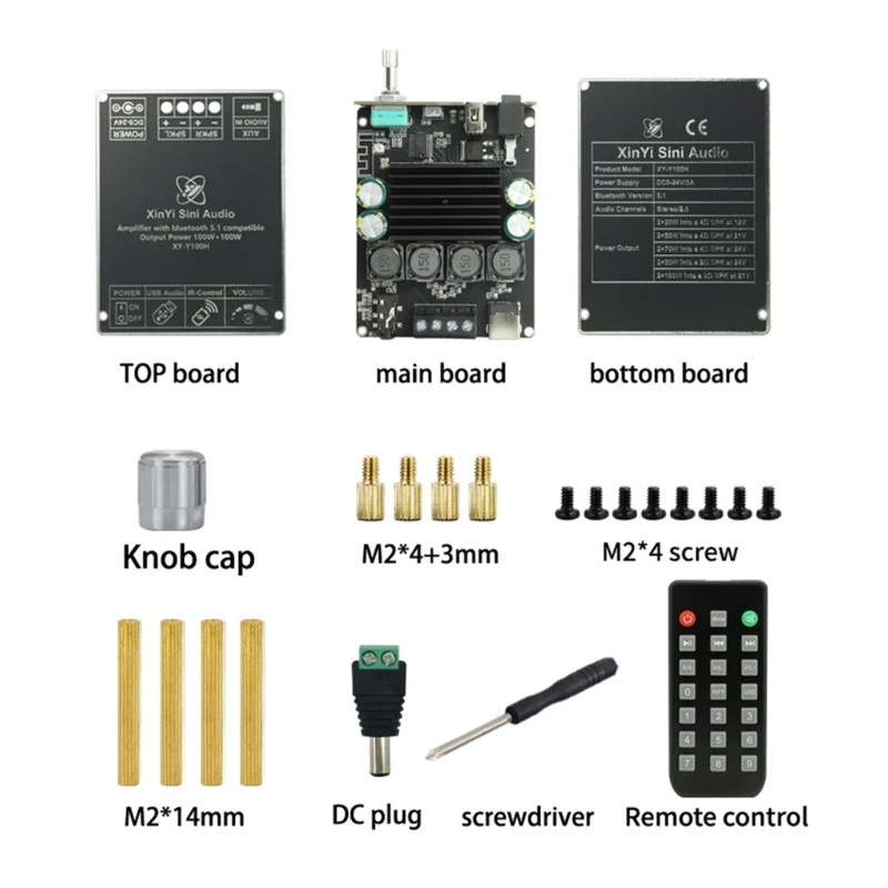 R91A Efficient XY-Y100H Power Amplifier Module 100Wx2 Digital Power Amp Board BLE5.1