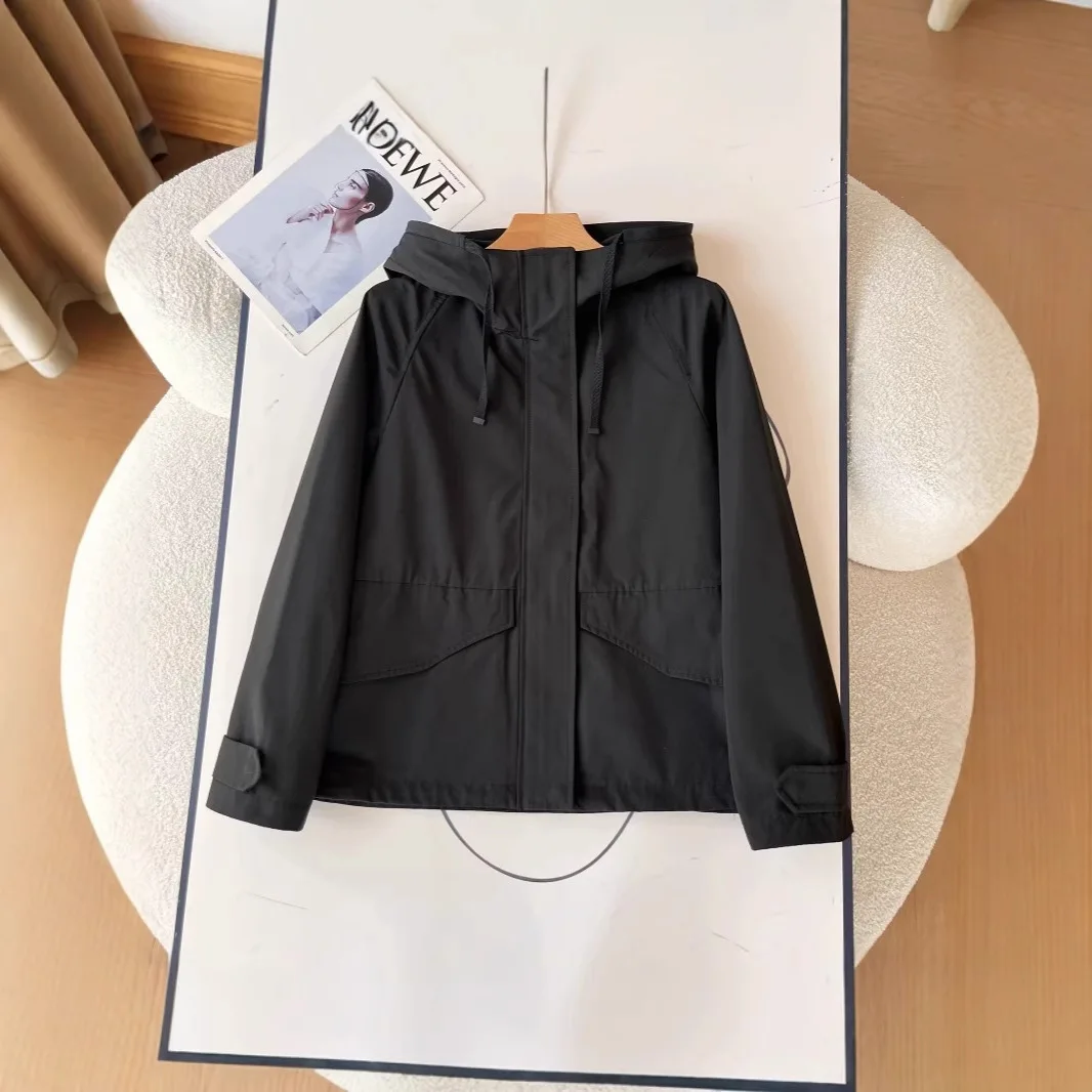 Chaqueta roja para mujer, resistente al viento, impermeable, abrigo informal con capucha 2025