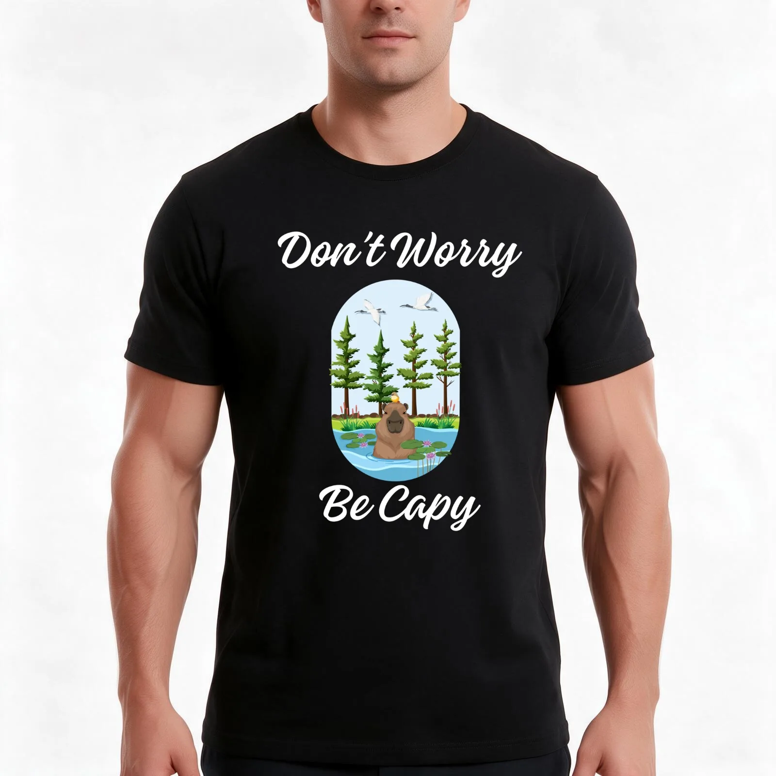 Funny Don't Worry Be Capy Cute Capybara Exotic Crazy Rodents T-Shirt Summer Casual Cotton Tee Oversized Streetwear Tops