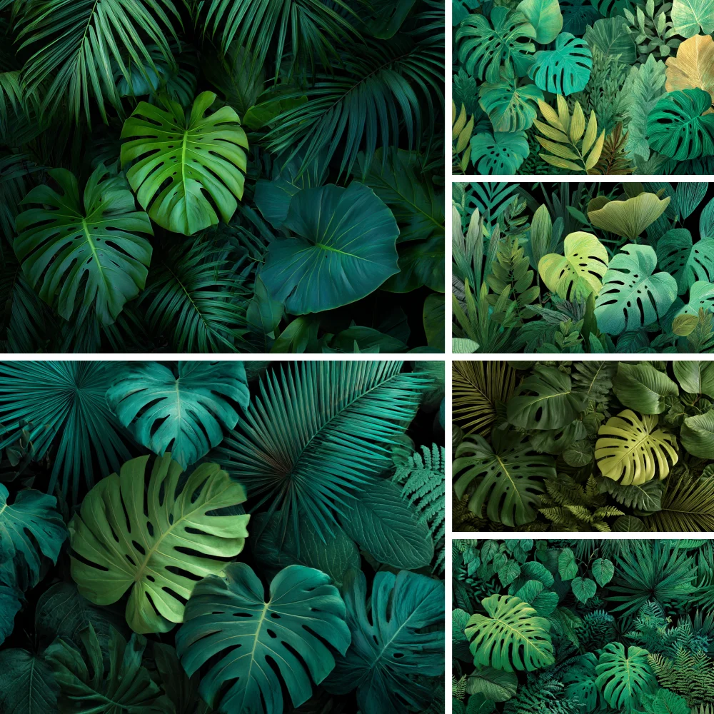 Green Tropical Green Leaves Photo Background for Wedding Bride Shower Party Decor Jungle Safari Plants Photography Backdrop