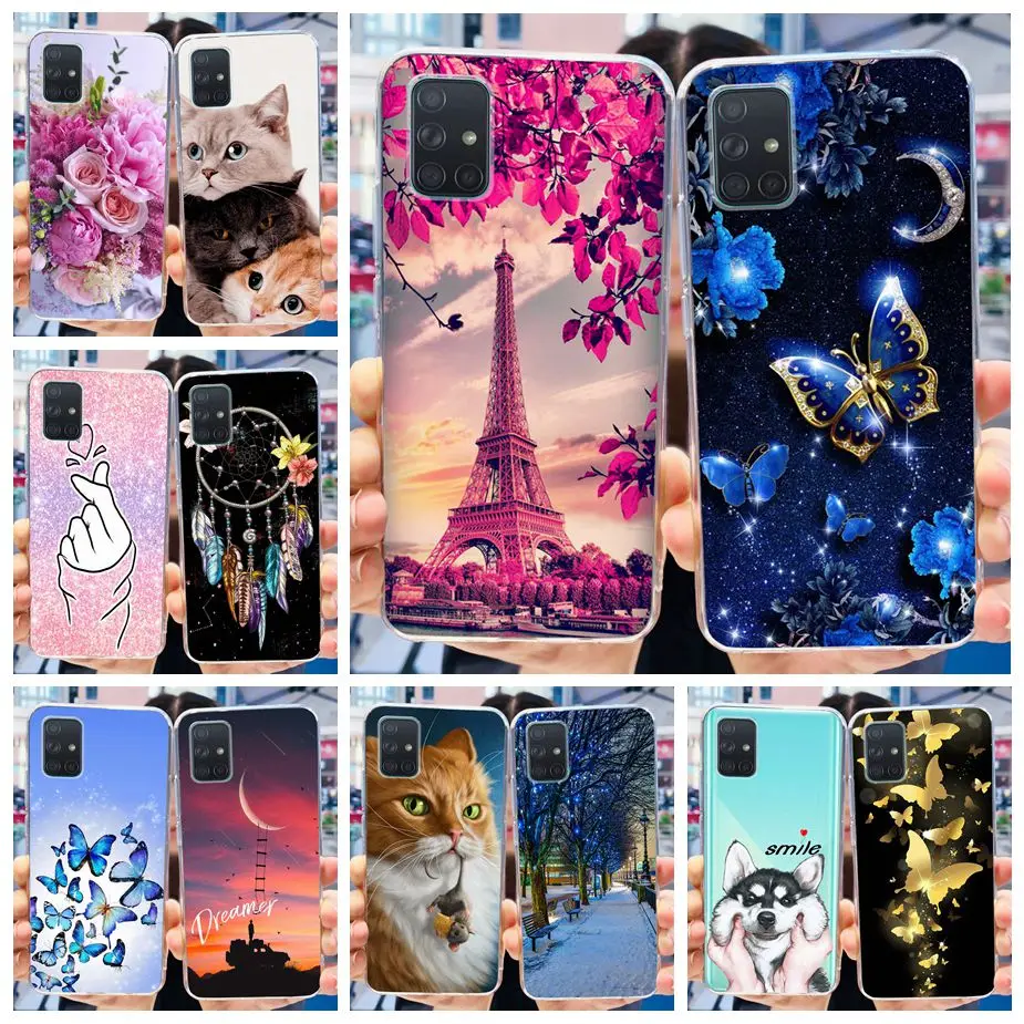 For Samsung Galaxy A51 Case A71 Luxury Painted Cover Clear Silicone Phone Case For Samsung Galaxy A71 A 51 A515F A715F Soft Bags