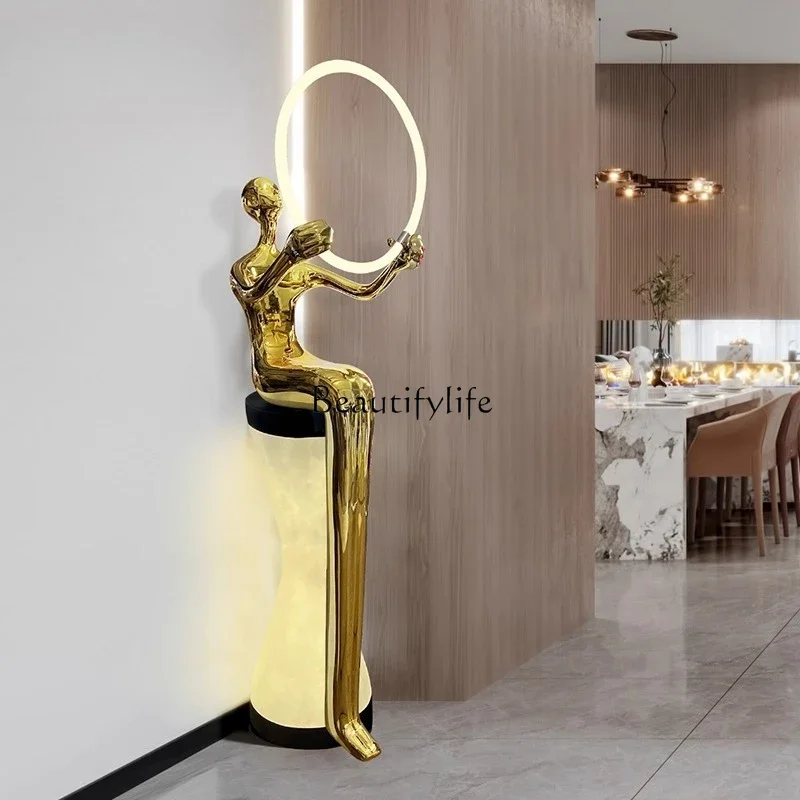 

yj7 Designer humanoid art sculpture landing home beauty shop clubhouse fiberglass large figure ornament