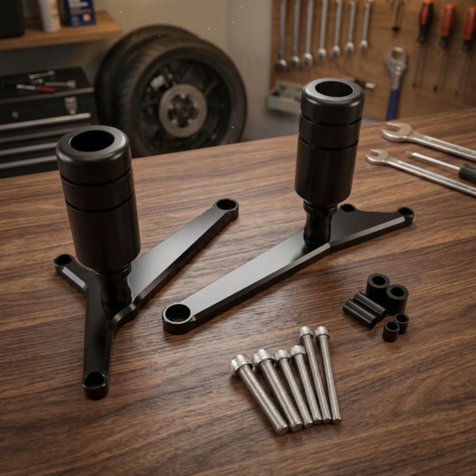 Motorcycle Frame Slider CNC-Machined Crash Slider with Mounting Bracket Anti Crash Protector Aluminum Alloy Long-Lasting
