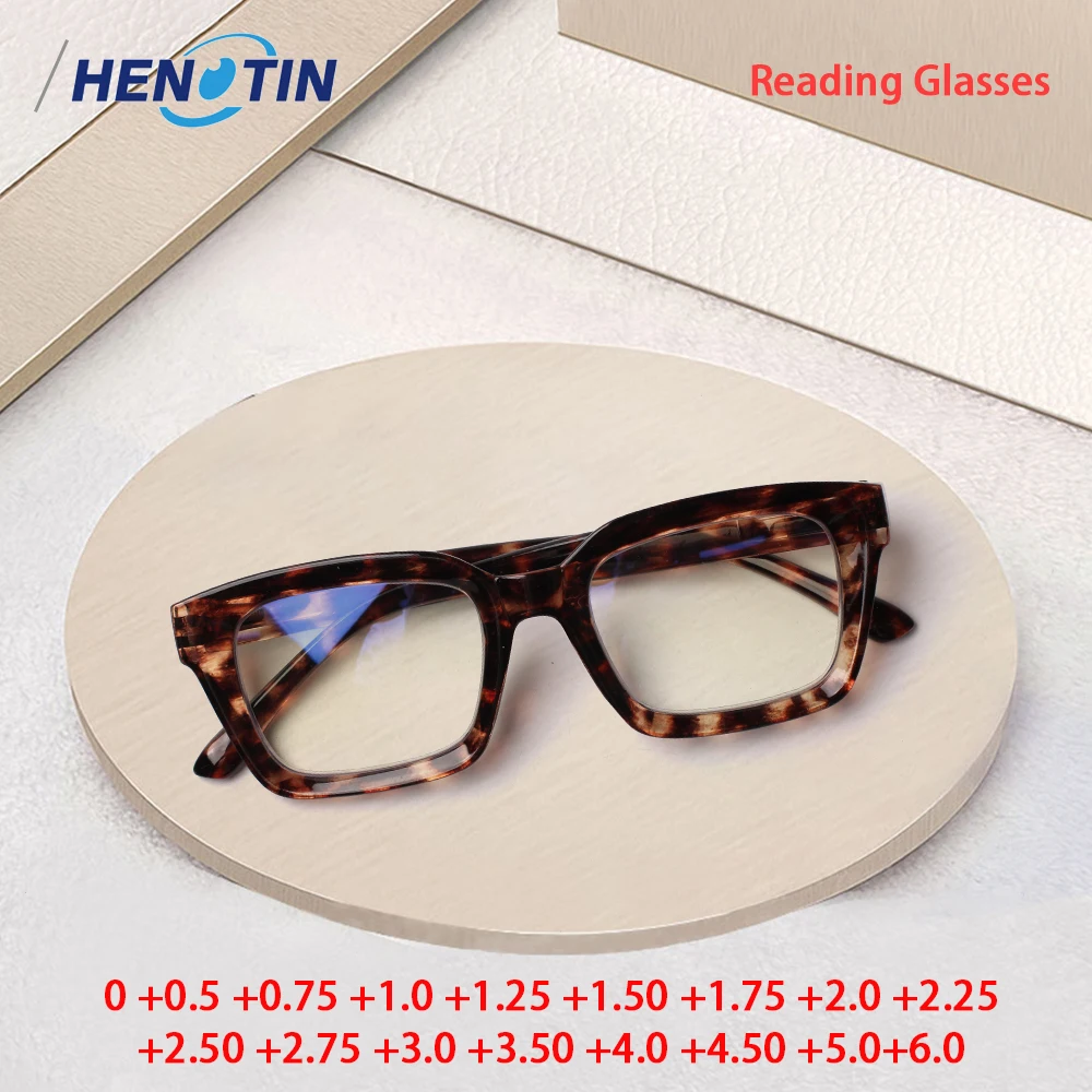 

Henotin 1 Pair Multi-color Oversized Square Reading Glasses Men Women Large Frame Fashion Presbyopia Eyeglasses Diopter +1.0~+6.