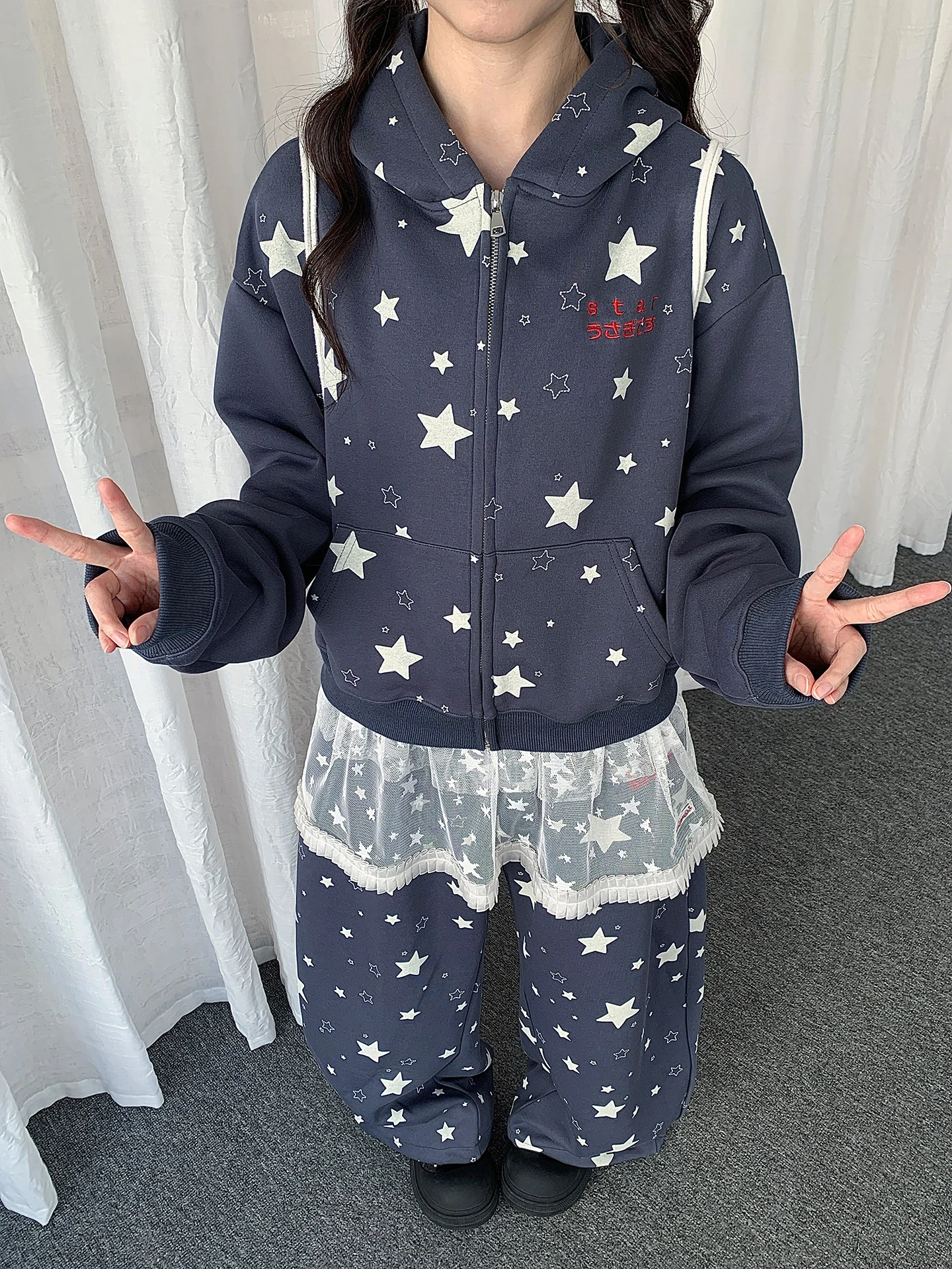 

American Sle Rabbit Ear Hoodie Jaet Women's 2026 New Subculture Y2K Versatile Sweatpants Two-Piece Set Casual Faion