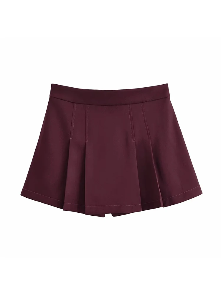 กระโปรงสั้นทรงเอสำหรับผู้หญิง สไตล์เรียบหรู ผ้าพลีท แฟชั่นฤดูใบไม้ผลิและฤดูใบไม้ร่วง เอวสูง เหมาะสำหรับงานปาร์ตี้และสตรีทแวร์