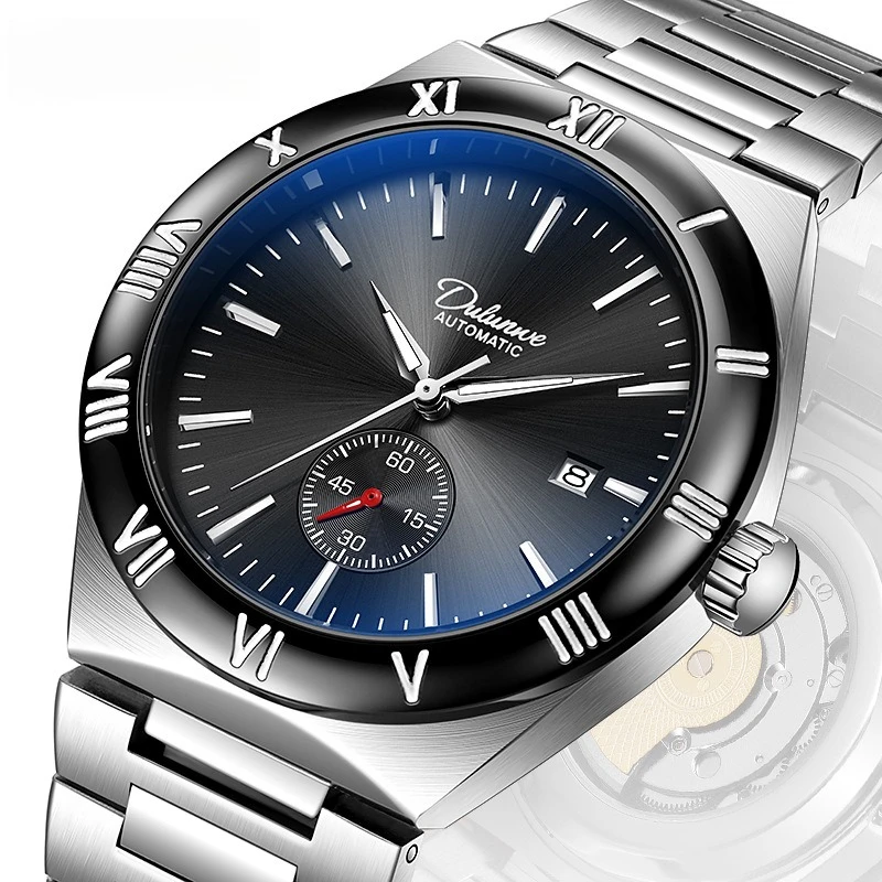 Stainless Steel Constellation Series Date Luminous Waterproof Self-Wind Automatic Mechanical Watch for Men