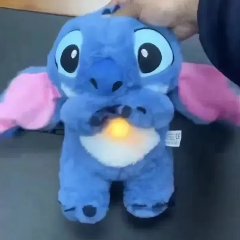 Pluszaki Stitch 30 cm Kreatywne Gadżety Czteropoziomowa Poduszka Powietrzna Wydaje Dźwięk Podświetlenie Oddychanie Led Muzyka