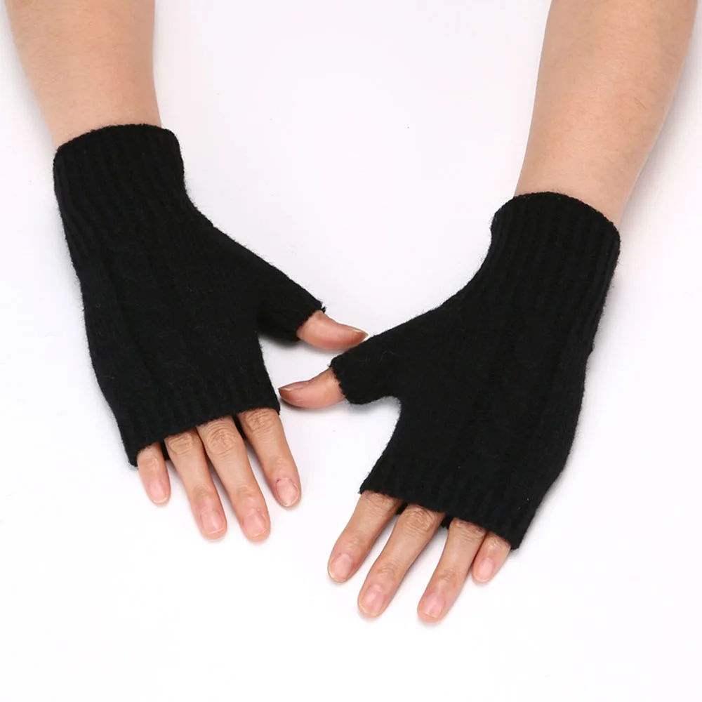 Guantes largos sin dedos para mujer, manopla de punto, calentador de brazo, manga delgada, informal, suave, Unisex, Invierno