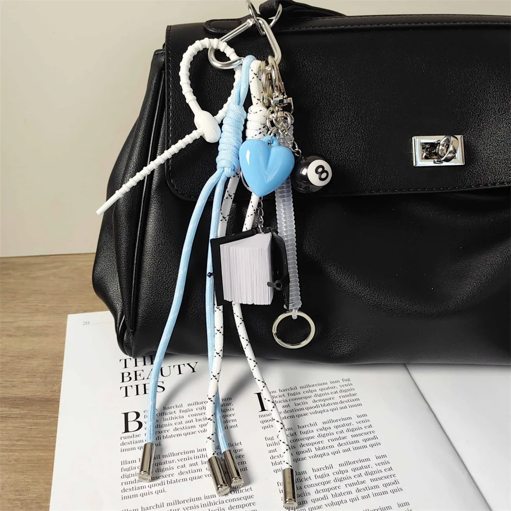 

Ins Blue Heart Keychain No. 8 Billiards Book Hangings Men's and Women's Bags Pendant