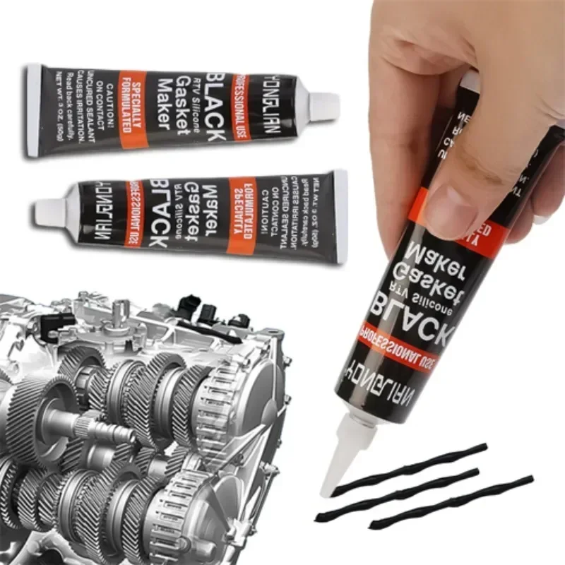 Engine sealant Car High Temperature Silicone Repair Glue Black Liquid Gasket Sealer Oil Resistant Gasket-Free Car Sealant