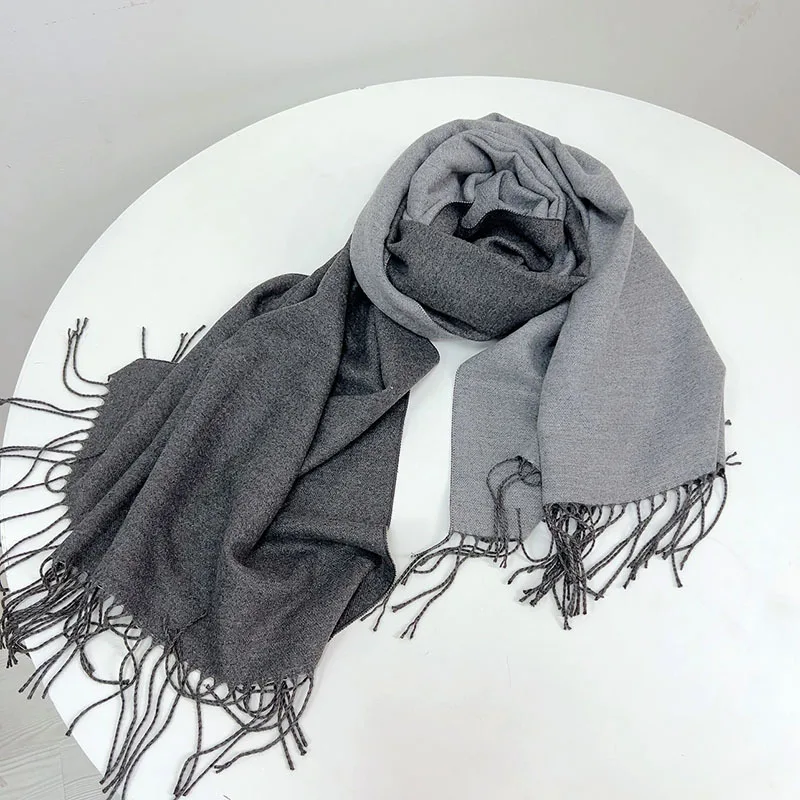 

Dark Grey Modal Scarf Women's Autumn and Winter Warm Shawl Versatile Double sided Solid Color Thickened Windproof Men's Neck