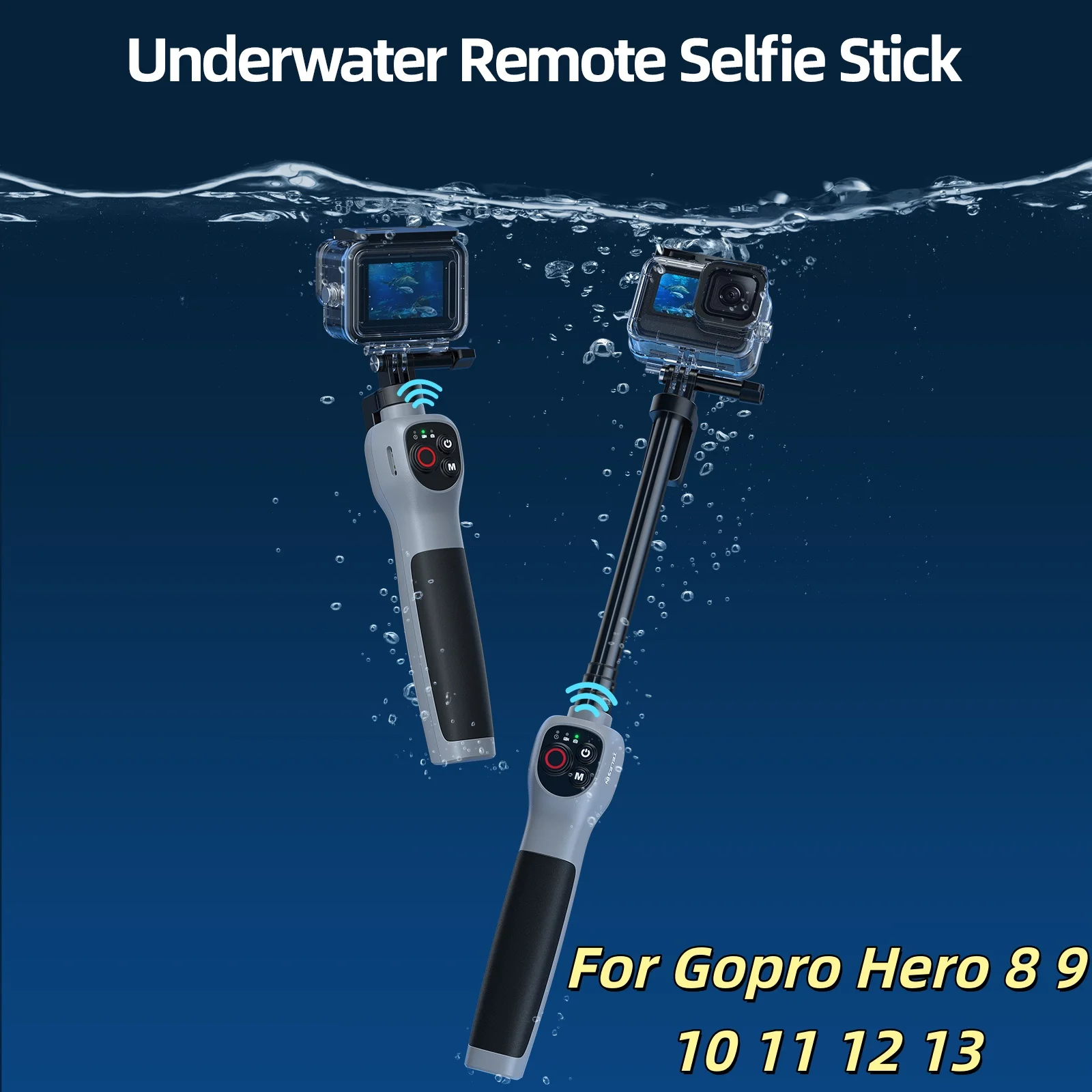 

Подводная селфи-палка TELESIN с Bluetooth, водонепроницаемая по стандарту IPX68, выдвижная, с дистанционным управлением для GoPro Hero 8, 9, 10, 11, 12, 13