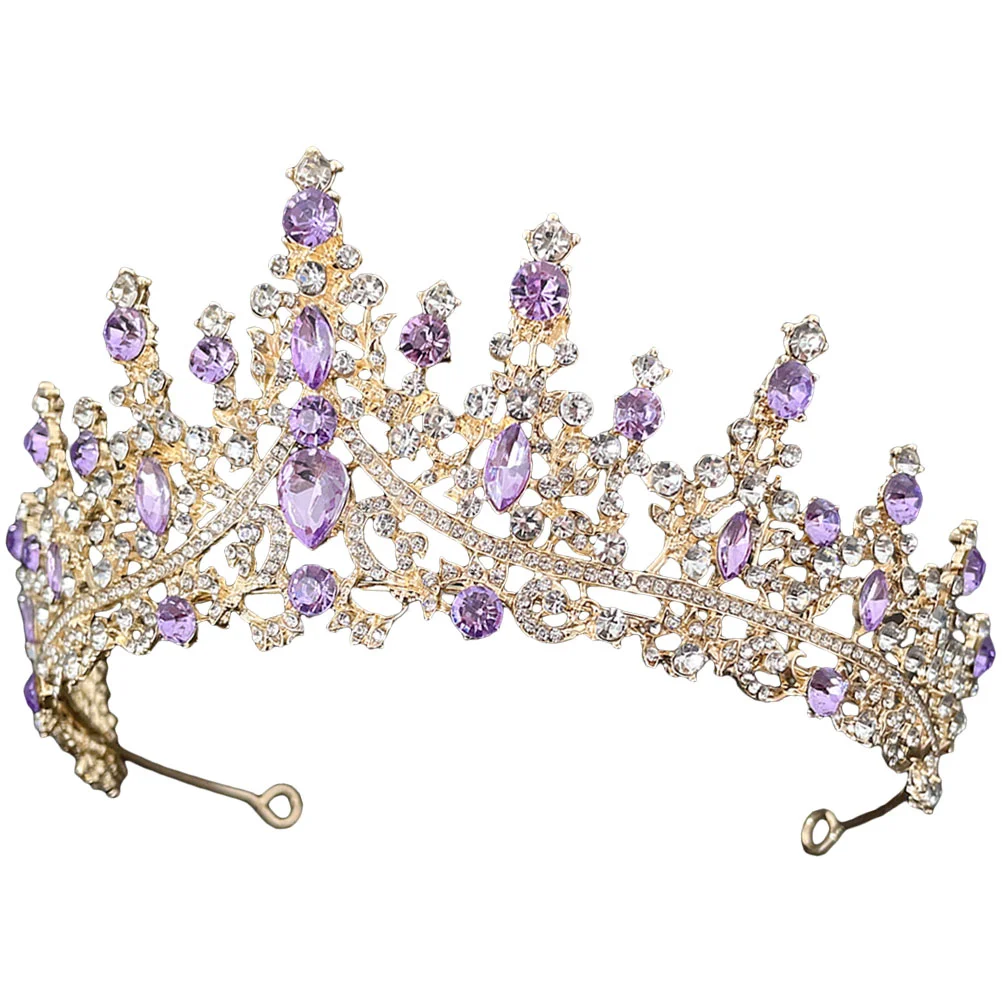 

Hair Purple Crystal Crown Bride Girl Accessories for Prom Zinc Alloy Bridal Headwear