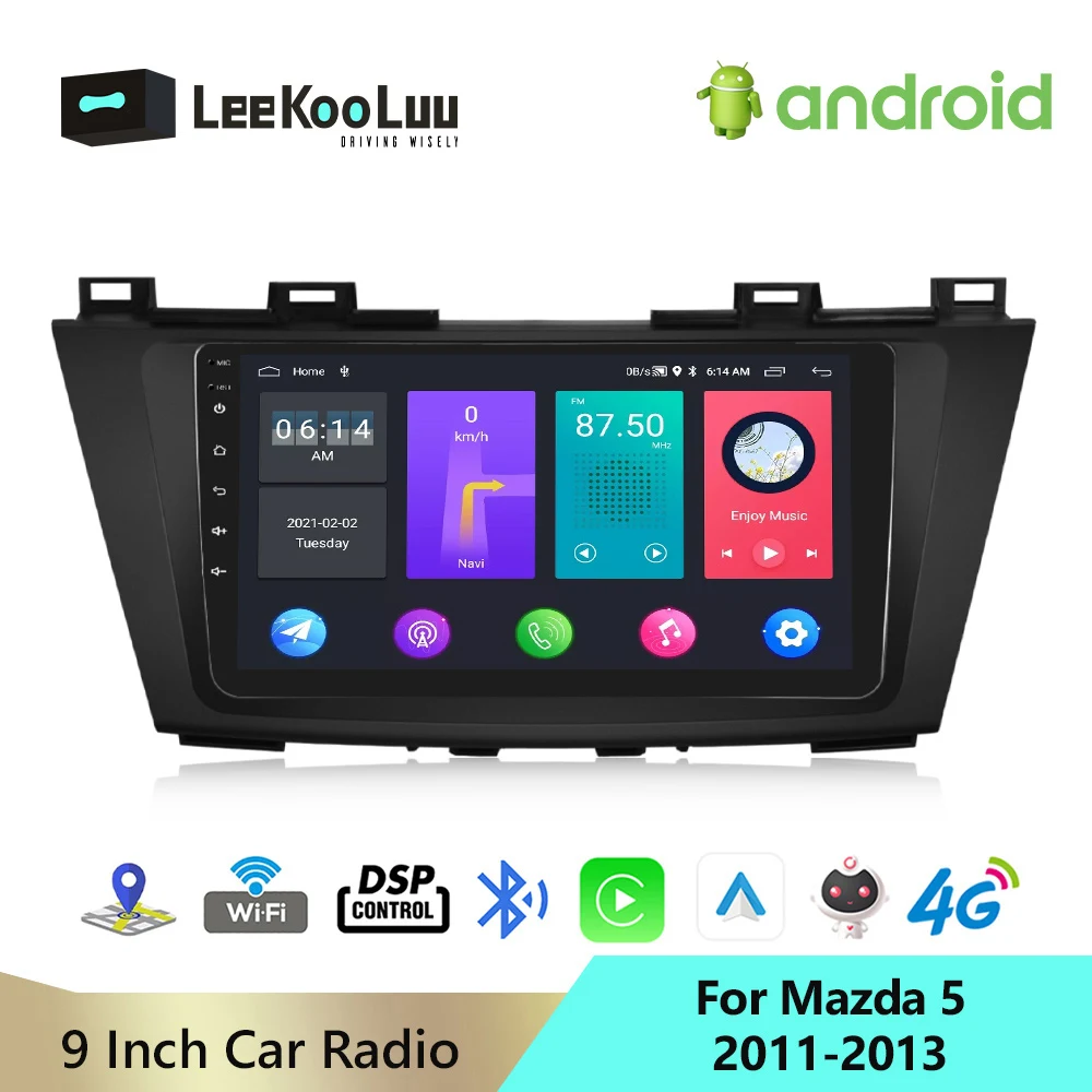 LeeKooLuu 2 Din Android 11 Car Radio GPS Navigation Multimedia Player Stereo 4G WiFi DSP Carplay For Mazda 5 2011 2012 2013