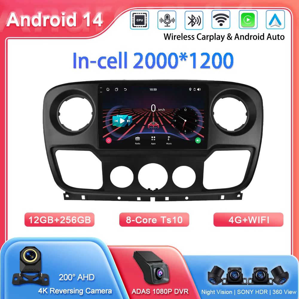 

Android Carplay For Renault Master For Nissan NV400 For Opel Movano 2 2010 - 2019 Car Radio Multimidia Player GPS Navigation DVD