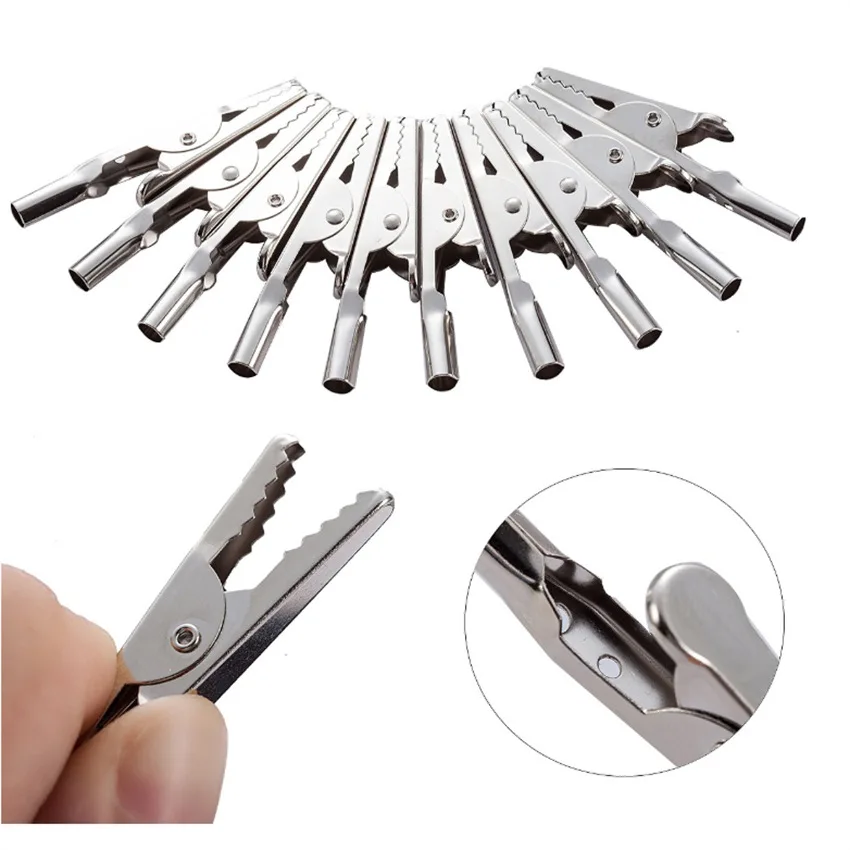 10PCS/Set Stainless Steel Single Prong Alligator Crocodile Electric Test Clips Cable Lead Screw Probe Clamps DH5