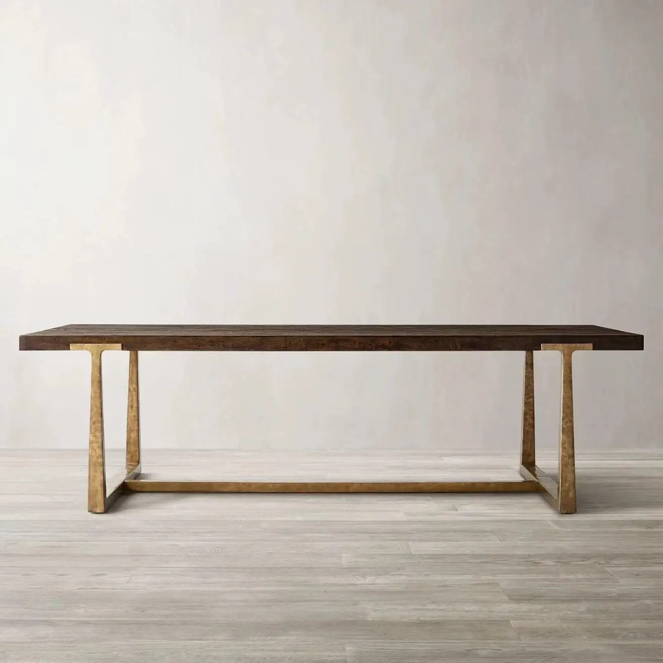 

RH/American country solid wood dining table French retro old metal forging/rectangular round dining table conference table