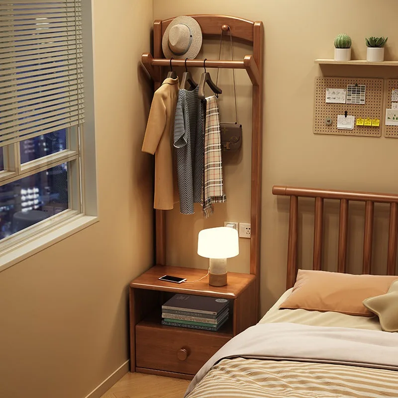 

Solid wood hanger floor-to-ceiling bedroom coat rack integrated simple hanger household locker