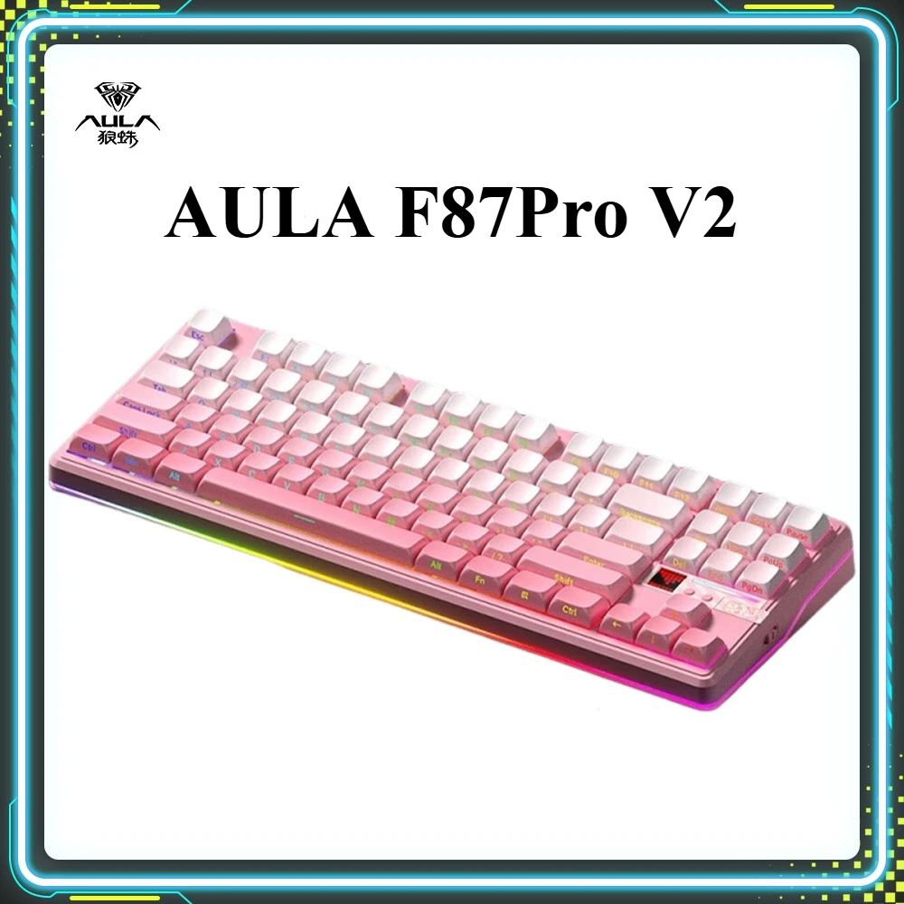

AULA F87Pro V2 Gaming Keyboards RGB PBT Gasket Long Battery Life Custom Wireless Tri-Mode Mechanical Keyboard PC Accessory Gifts