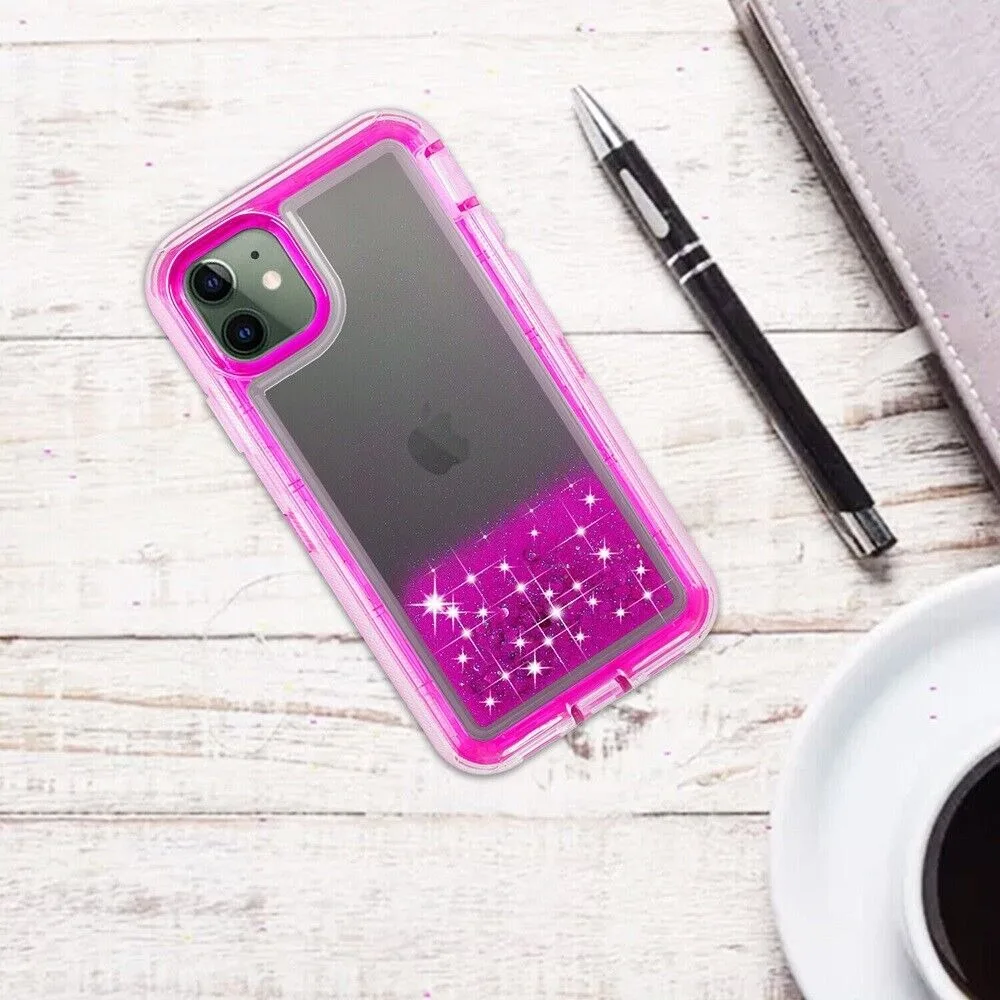 آيفون 12 11 13 14 برو ماكس SE 6 8 7 زائد X XS ماكس XR الهجين ثلاثية الأبعاد بريق درع الديناميكي الرمال المتحركة للصدمات الحالات الهاتف يغطي