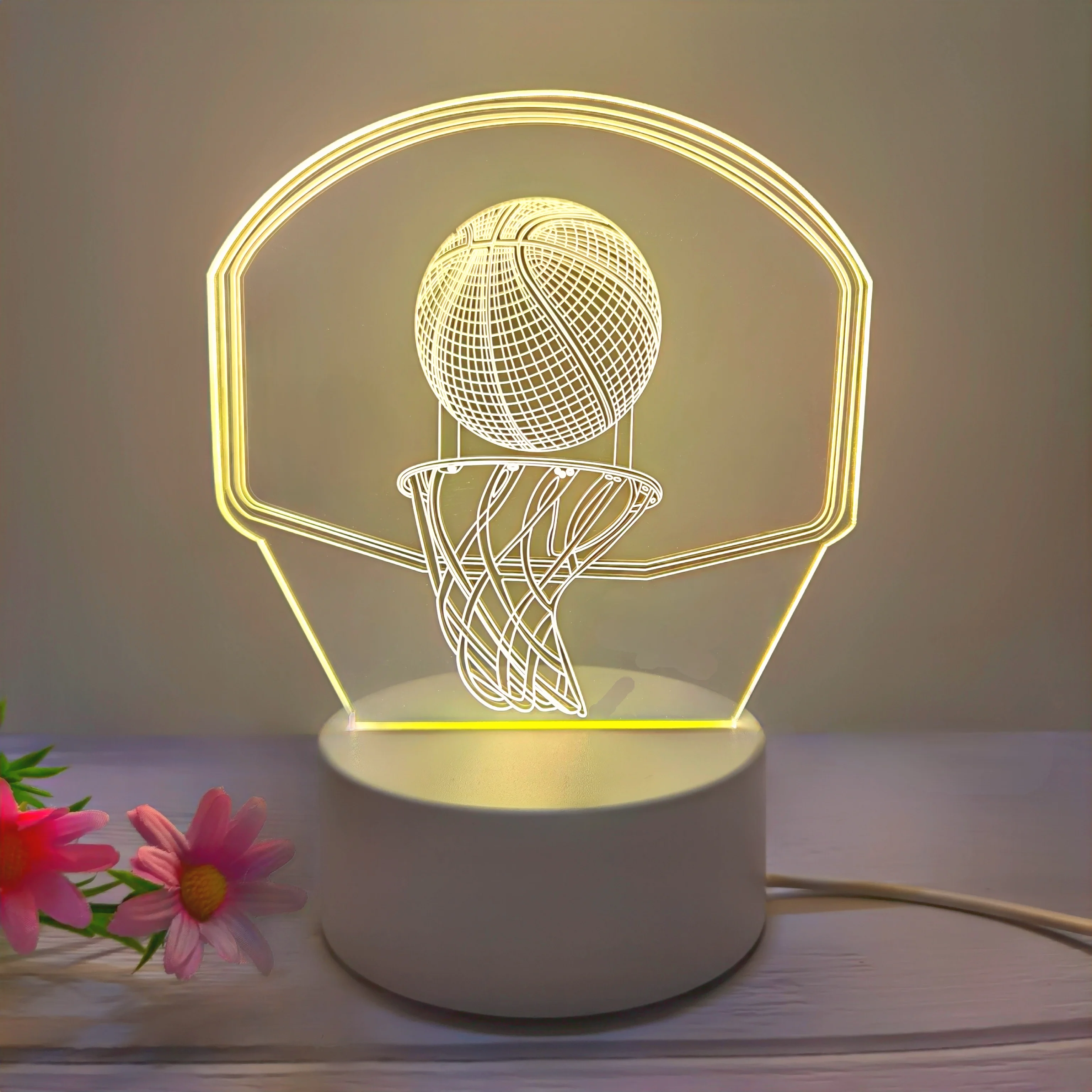 1pcs basketball hoop 3D night light, USB interface, Father\'s Day, birthday gift table light, festive atmosphere decorative light