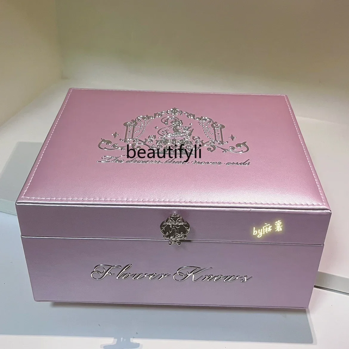 

Flower Know 7 Th Anniversary Limited Peripheral Swan Ballet Jewelry Storage Box Handbag Folding Makeup Mirror Puff