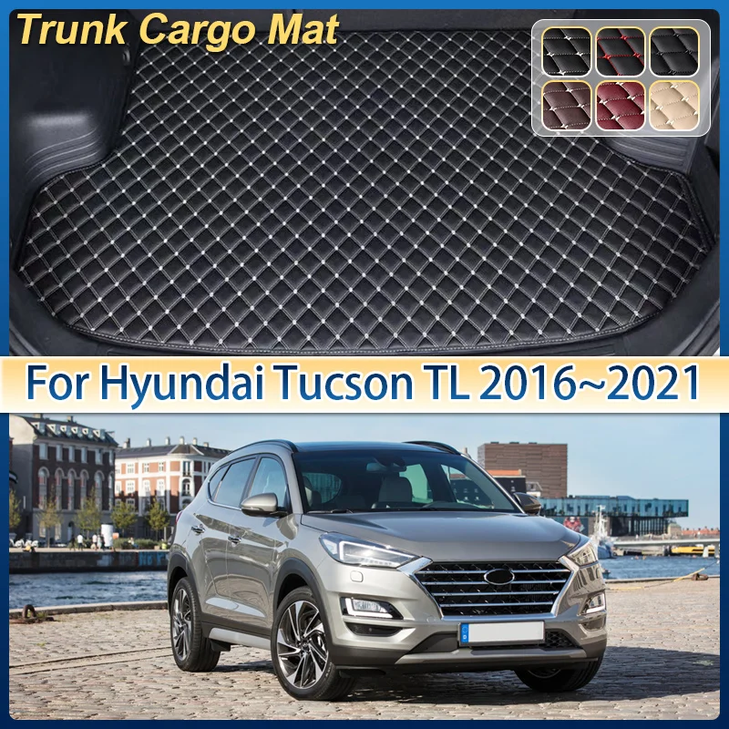 

For Hyundai Tucson TL MK3 2016~2021 Leather Car Trunk Mat Anti-dirty Storage Pad Cushion Boot Carpet Auto Interior Accessories