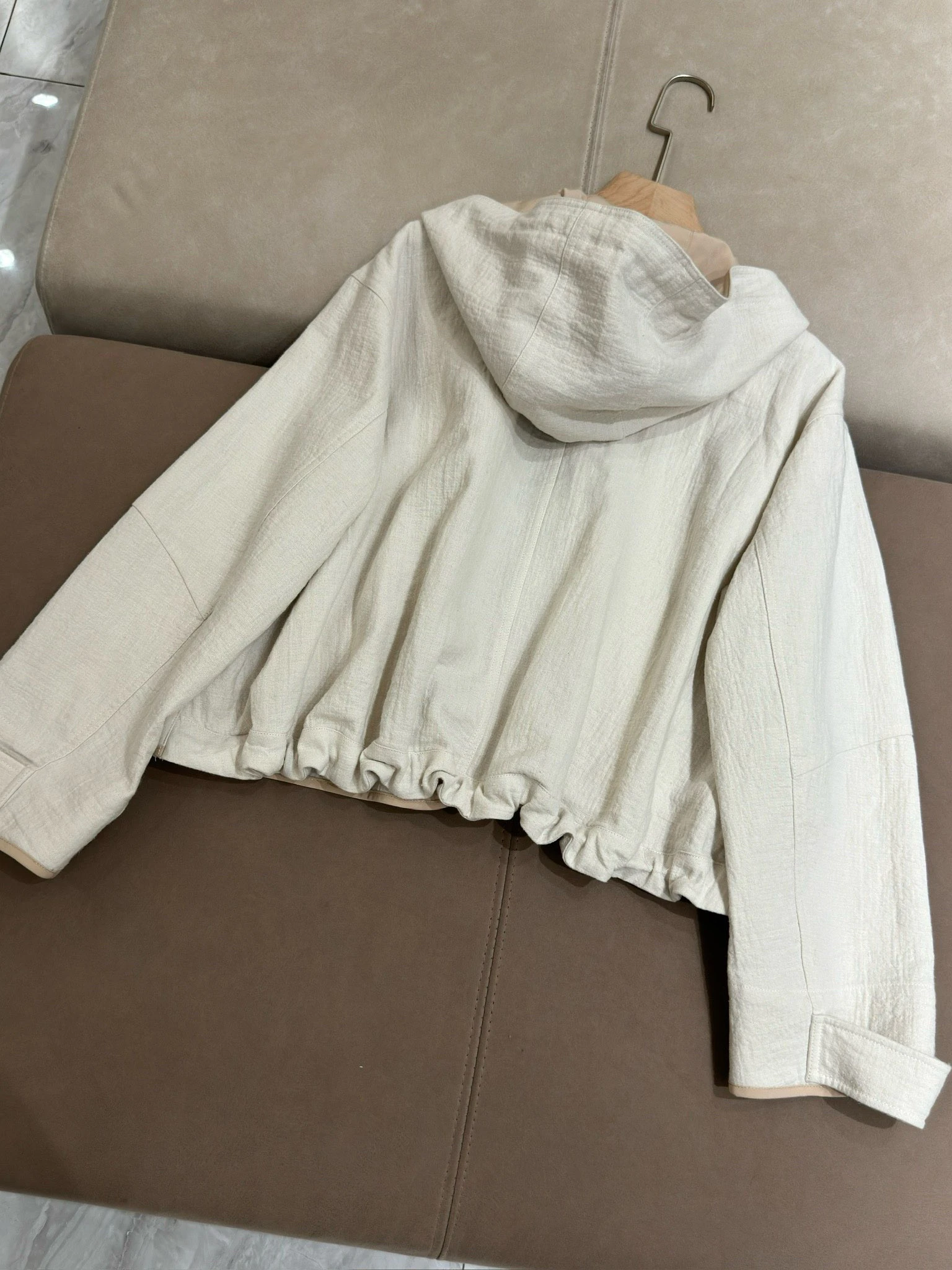 Autumn 2024 Women's Cotton Short Hooded Jacket Casual Loose Zipper Coat