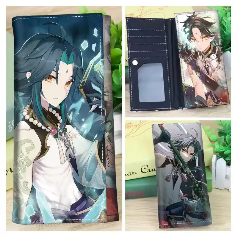 Anime Genshin Impact Cute Long Wallet Paimon Hutao XIAO Cosplay Student Folding Wallet Men Women PU Leather Casual Coin Purse