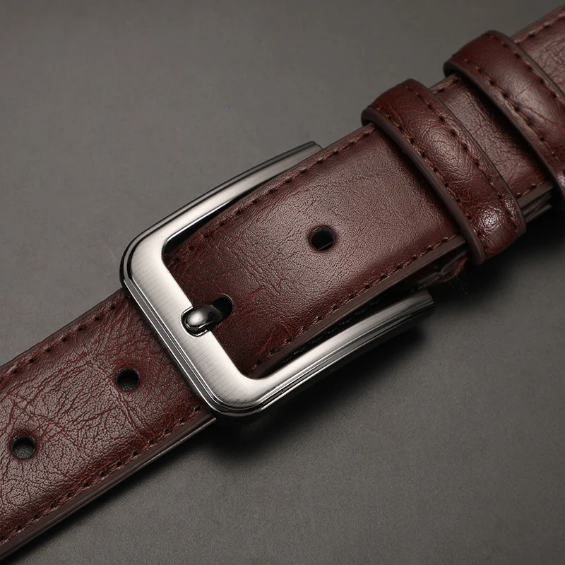 เข็มขัดหนังแท้สำหรับผู้ชายแฟชั่นเข็มขัดยีนส์ดีไซน์หรูหรา