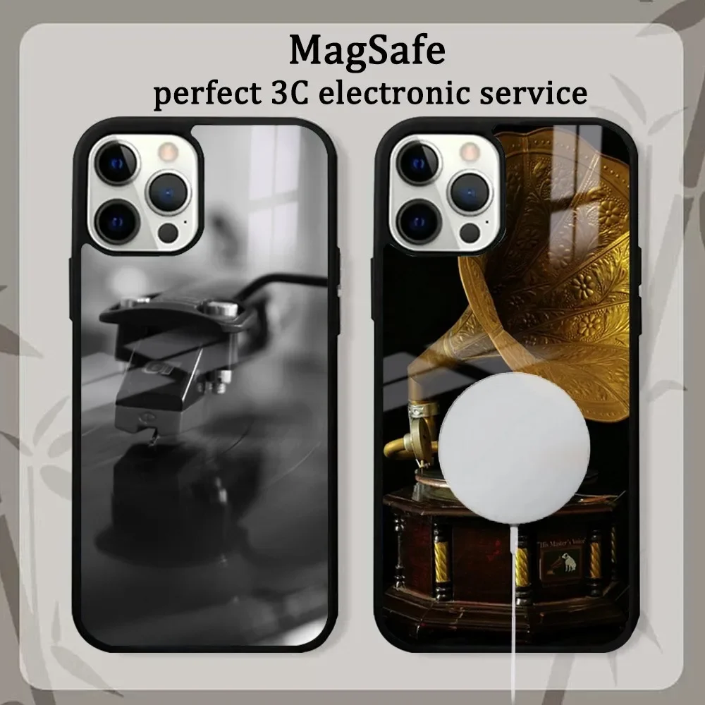 Vintage Classic Phonograph Disc Phone Case For iPhone16 15 14 13 12 11 Pro Max Plus Mini Mirror Magnetic Cover