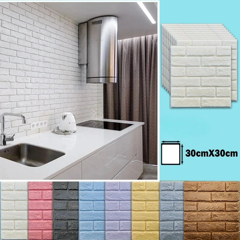 10/25pcs Self-adhesive Solid Color Wallpaper Foam 3D Decoration Wall Stickers  for Bedroom Living Room Wall Renovation Wallpaper