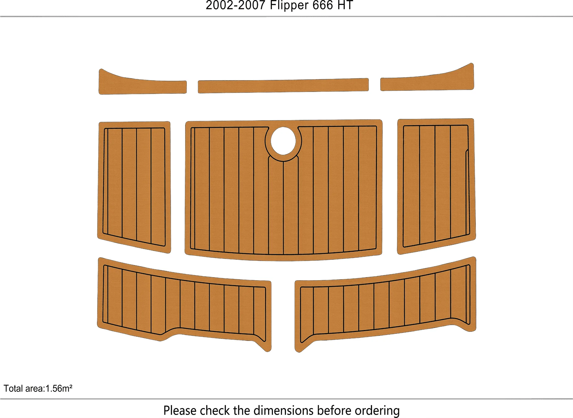Non-Slip EVA Faux Teak Marine Mat Self-Adhesive 6mm Yacht Cockpit Pad for 2002-2007 Flipper 666 HT Boat Decking Easy Install