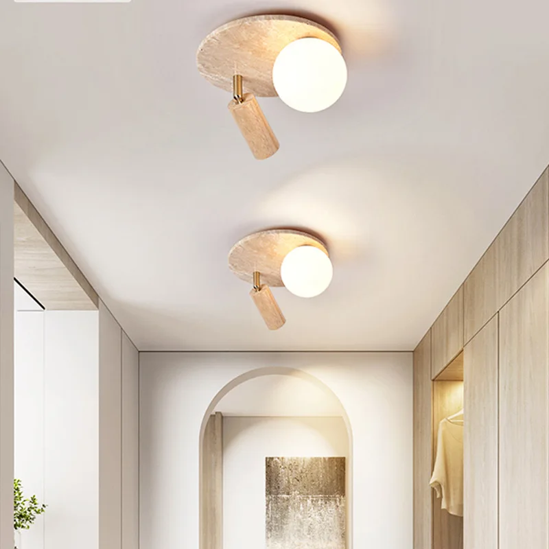 Japanese Wabi Sabi Wooden Corridor Hallway Entrance Design Medieval Personality Small Ceiling Light Entrance Lighting Fixtures