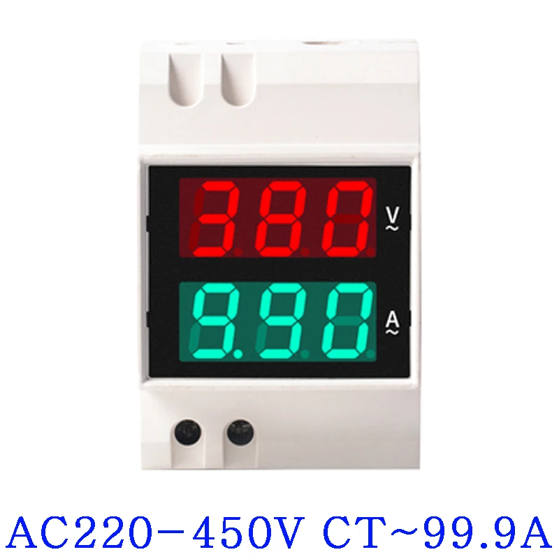 DIN rail Led Display Voltmeter Ammeter built-in Transformer AC80-300V 200-450V 0-100A Panel Voltage Current Meter