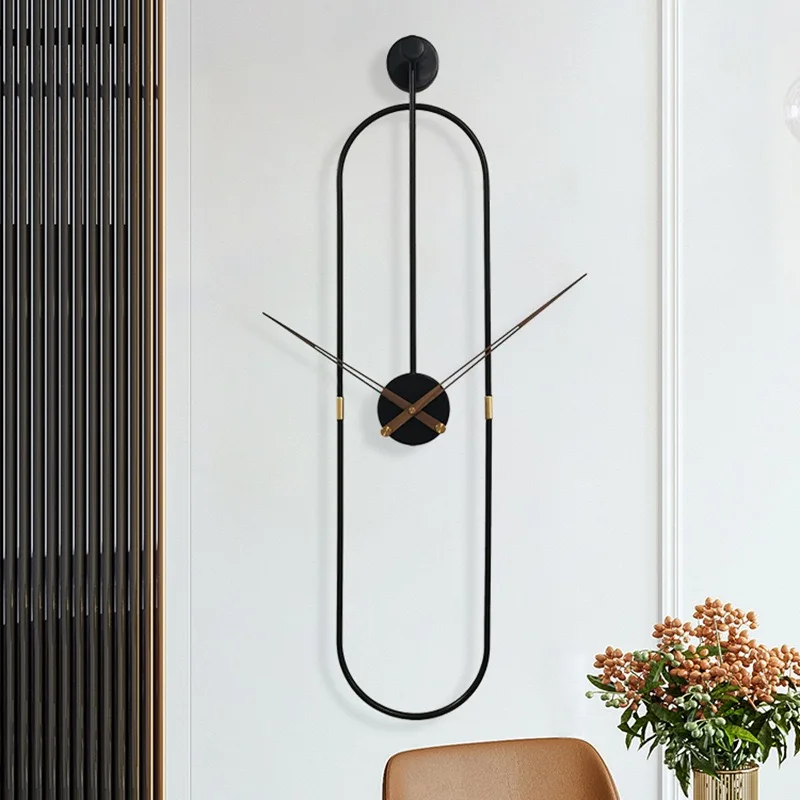 

2Set Modern Art Wall Clock Home Living BedRoom Decor Watch Clock Simple Oval Metal Wall Clock Restaurant Creativity Wall Clocks