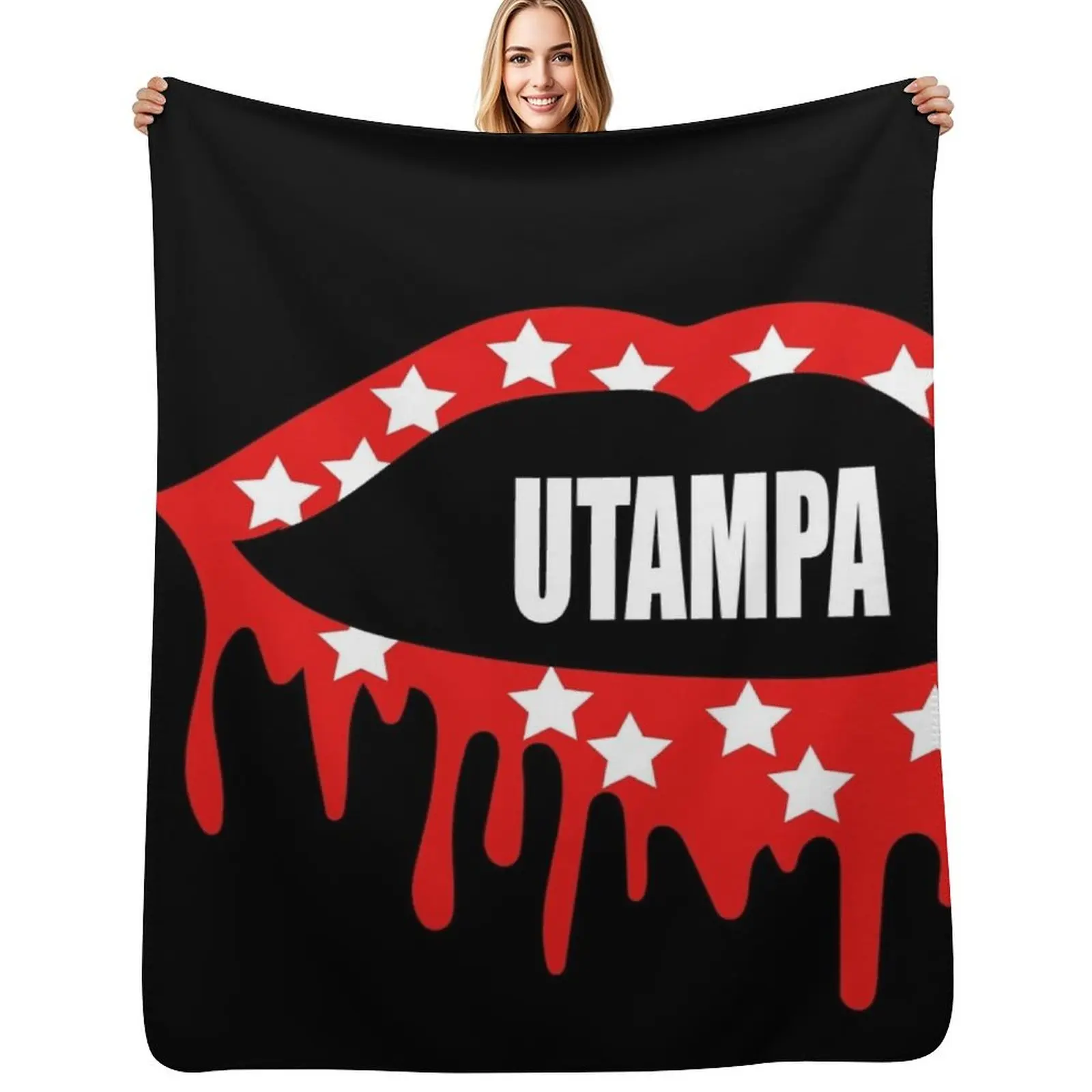utampa lips with stars Throw Blanket Thermals For Travel Nap warm for winter Sofa Quilt Soft Beds Furrys Blankets