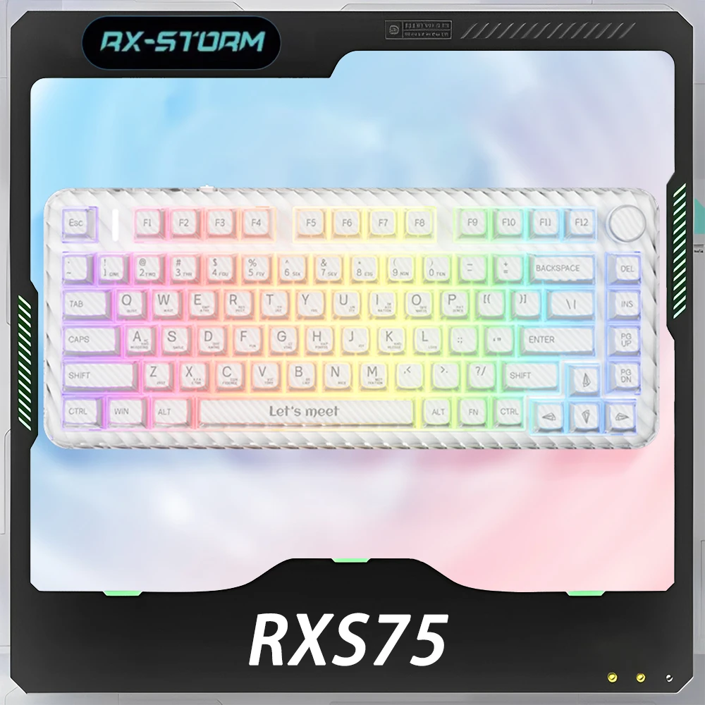 

RX S75 Mechanical Keyboard Multifunctional Knob Three Mode Wireless Gaming Keyboard RGB Hot Swap Gasket Pc Gamer Accessories Mac