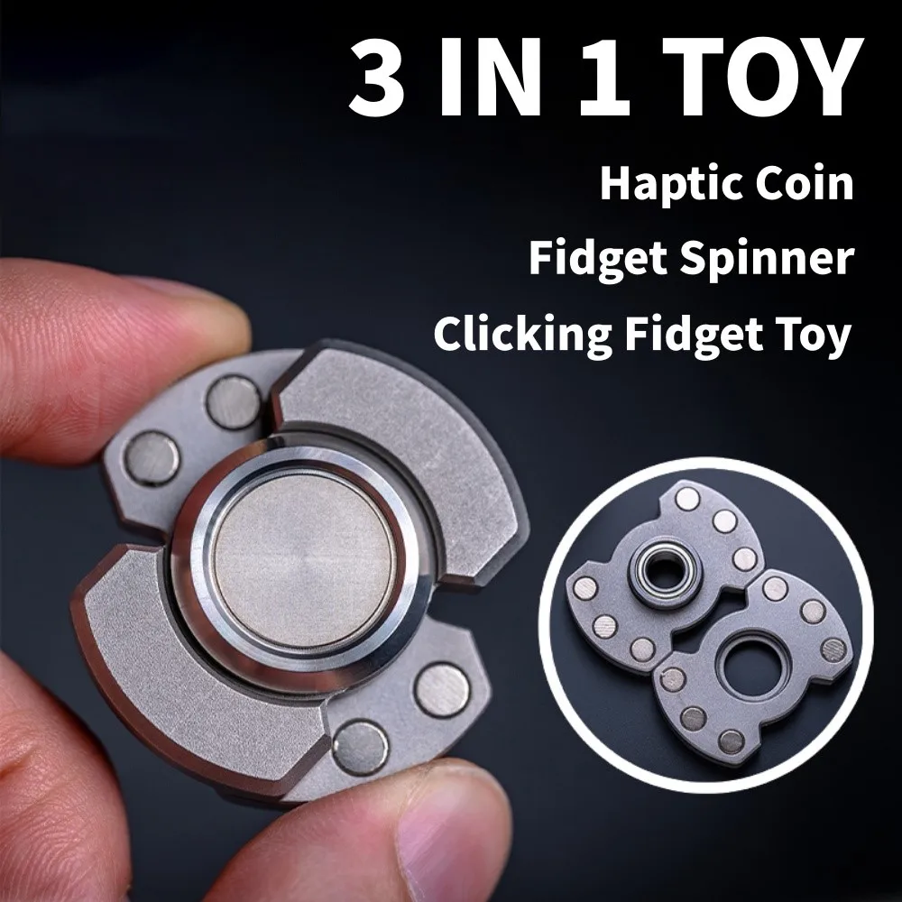 3 IN 1 Giocattoli Fidget Spinner Moneta tattile Clicando Fidget Toy Giocattoli per l'ansia Gadget multifunzionali per alleviare l'ansia