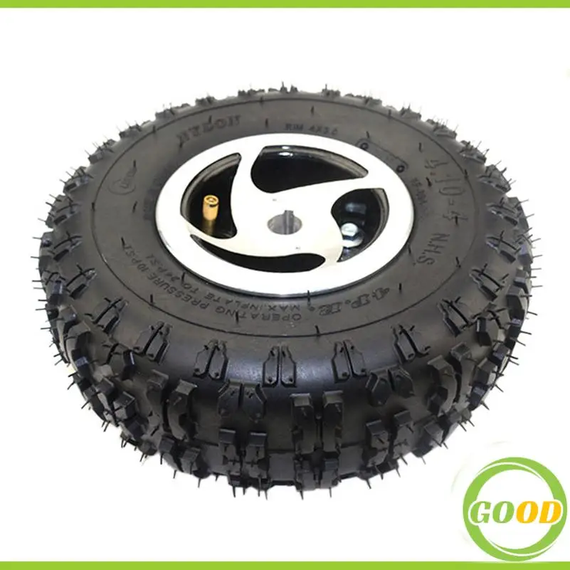 10 Inch Wheel 17mm 19mm Axle Hole 4.10-4 Pneumatic Off-road Tire For DIY Electric Wheelchair Motor Lawnmower Trolley Cart